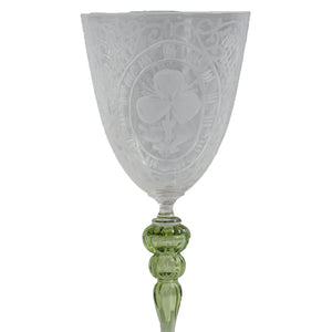 Engraved Wine Glass on Free-Blown stem, Ireland, c.1890