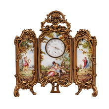 Load image into Gallery viewer, Viennese Enamel Table Screen Clock, c.1875