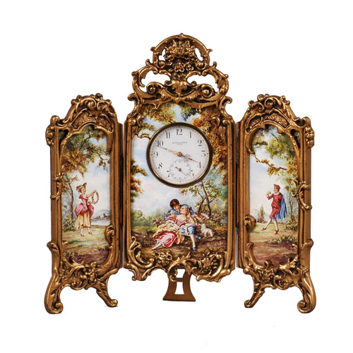 Viennese Enamel Table Screen Clock, c.1875