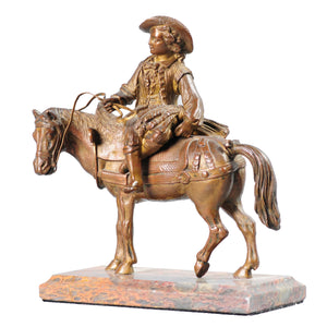 Bronze Sculpture of a Farmer & Plough Horse, France, c.1890