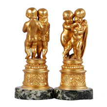 Load image into Gallery viewer, Pair of ormolu Putti groups on marble bases, France, c.1875