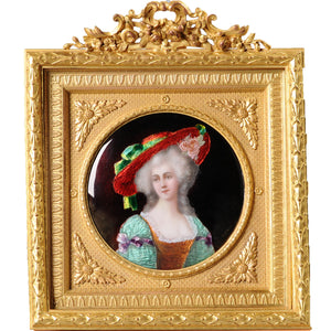 Enamel portrait in ormolu frame France