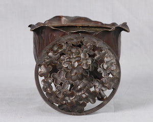 Bronze Cabbage Leaf Incense Burner, Japan, c.1875 