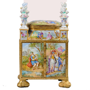 Vienna enamel antique miniature cabinet