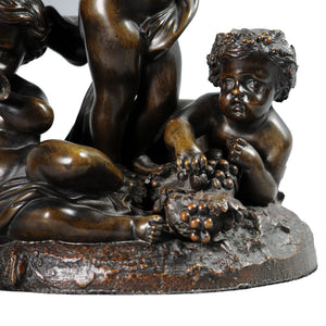 Bronze Figural Group of Putto and grapes. France, c.1880