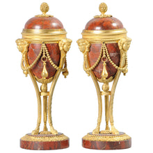 Load image into Gallery viewer, French Cassolettes rouge marble ormolu antique