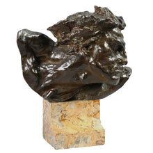 Load image into Gallery viewer, “Le Rhône” Bronze sculpture bust of a man’s head, France, Art Deco. Signed André C. Vermare, c.1910