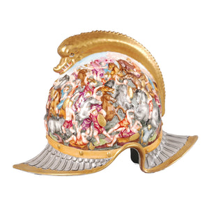 Capo di Monte Porcelain Helmet, signed, no damage or repair.  Italy, c.1880