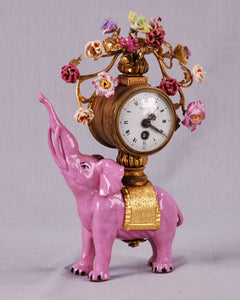 Pink Porcelain Elephant Clock, China, c.1925