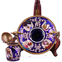 Load image into Gallery viewer, Enamel inkwell and stand, France, c.1850