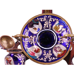Enamel inkwell and stand, France, c.1850