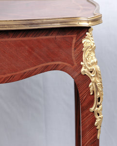 Louis XV style ormolu mounted small table, France, c.1880