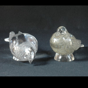 Pair of Lalique pre-war Pigeons Bruges and Verviers, Signed