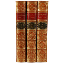 Load image into Gallery viewer, Three Volume Full Leather books of Macaulay’s Essays