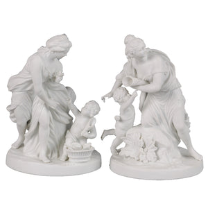Antique Pair of white porcelain figural groups, France