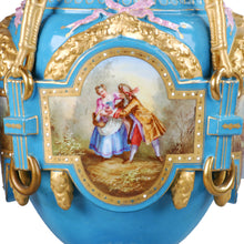Load image into Gallery viewer, Pair of Sèvres style Covered Urns, France, c.1850