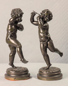 Pair of Bronze Putti Signed Clodion, France, c.1875