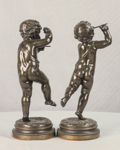 Pair of Bronze Putti Signed Clodion, France, c.1875