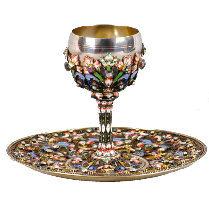 Russian Enamel Silver Cup Saucer