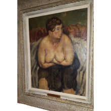 Load image into Gallery viewer, Oil painting on canvas of a seated nude, “Sophie”.  In the original frame.  Signed M. Soyer. Russia/America, c.1940