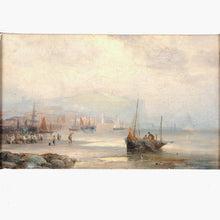 Load image into Gallery viewer, Oil on canvas, Harbor Scene, signed Thornley, England, c.1880