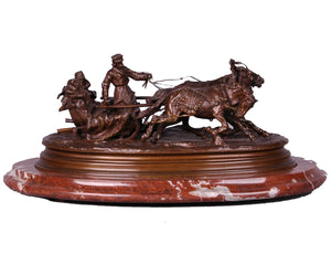 Russian Bronze Troika Sculpture
