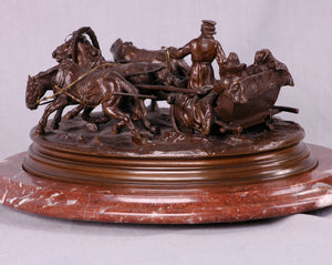 Russian Bronze Troika Sculpture