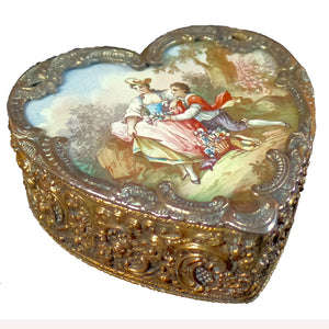 Vienna Enamel Heart Box Antique