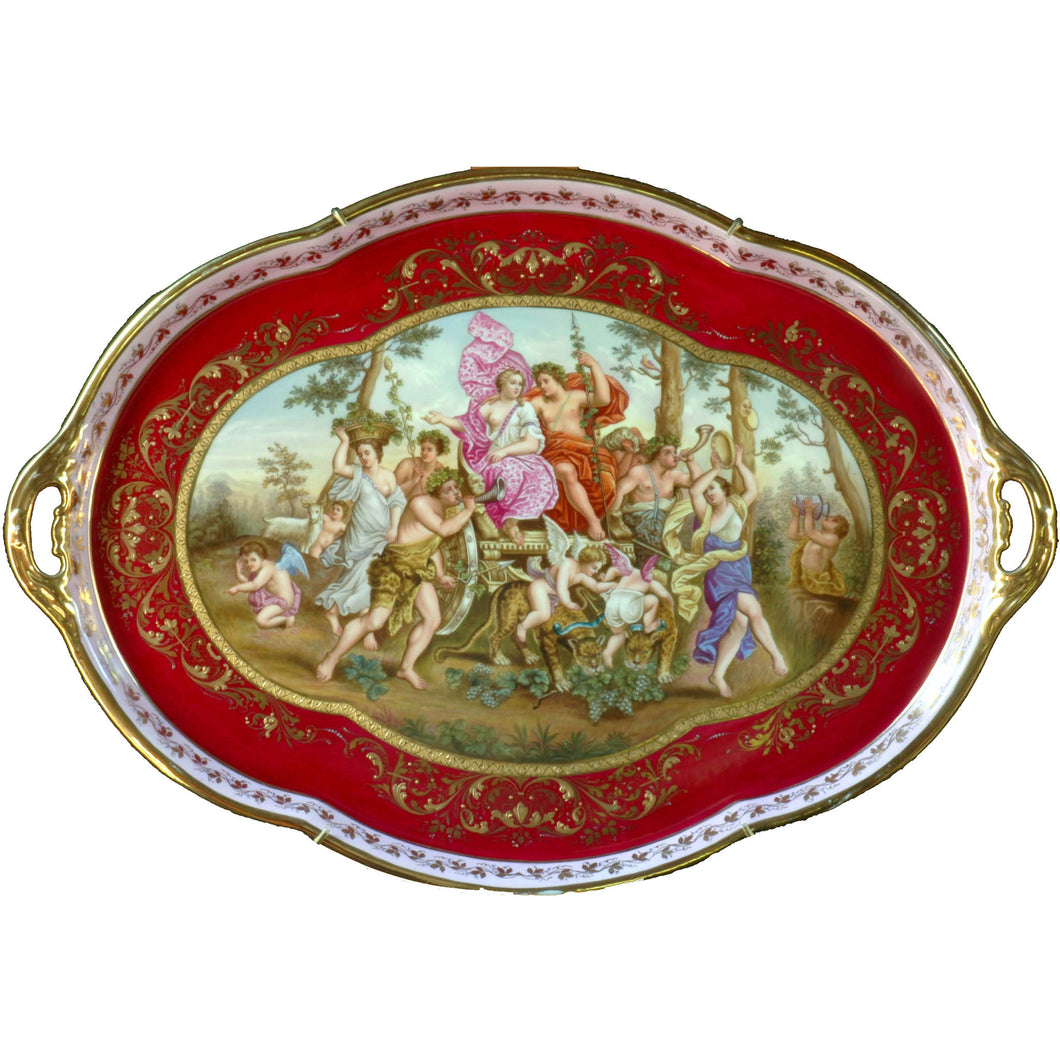 Royal Vienna Porcelain Tray, signed and marked, Austria, c.1880